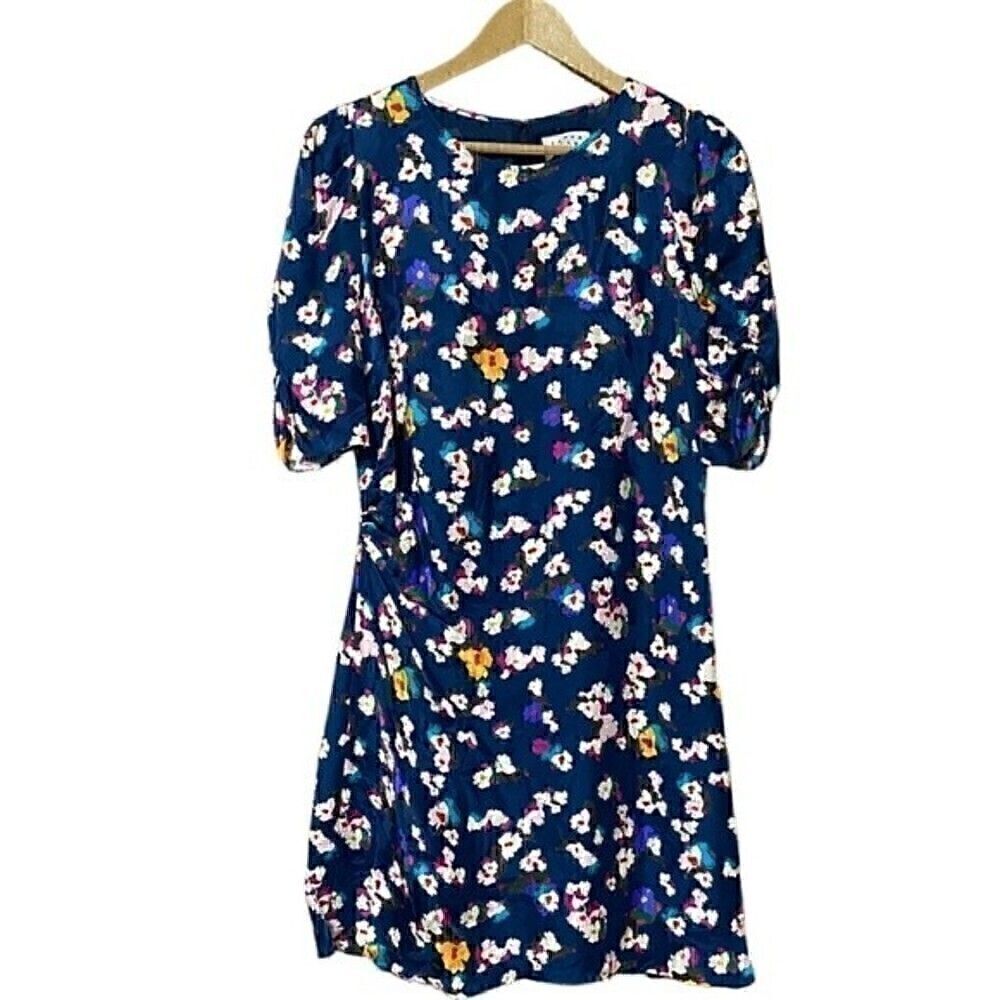 Tanya Taylor Dress Women’s 10 Blue Silk Floral Mini Luxury Spring Party NWT
